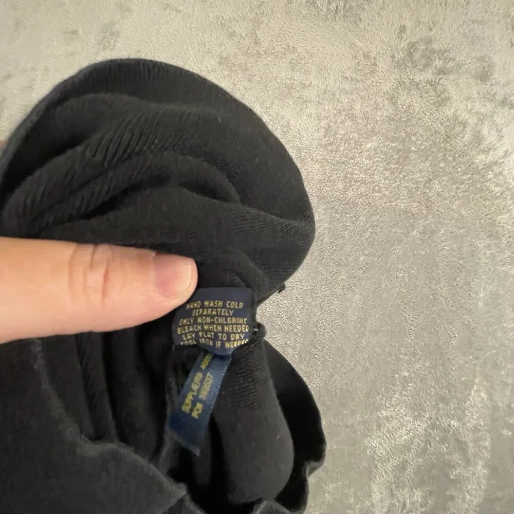 Polo Ralph‎ Lauren Men's Medium Jumper Navy Black Pima Cotton V Neck Pullover